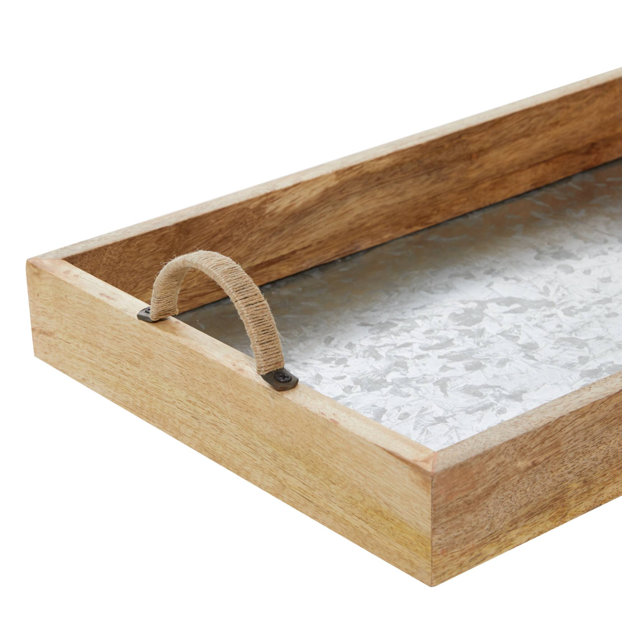 Brown Mango Wood Contemporary Tray Set